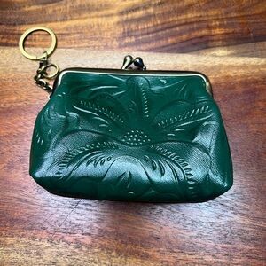 Patricia Nash Green Embossed Leather Coin Purse
